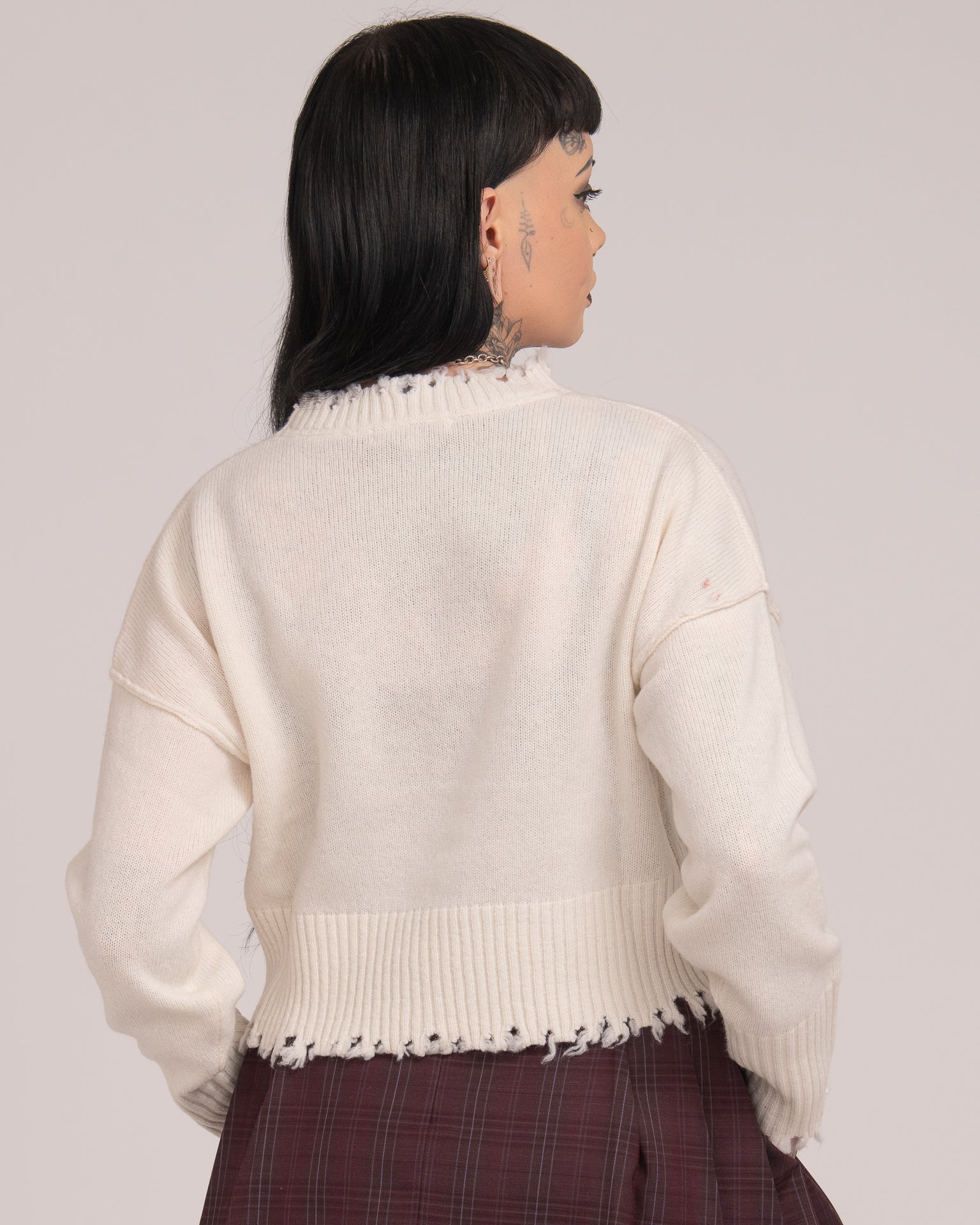 The Fractured Cropped Knit - Ecru