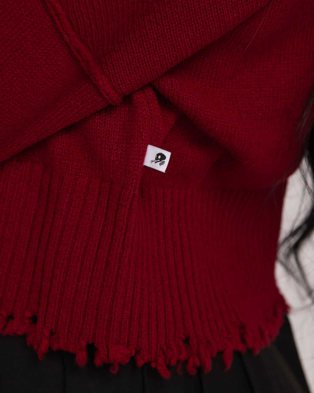 The Fractured Cropped Knit - Merlot