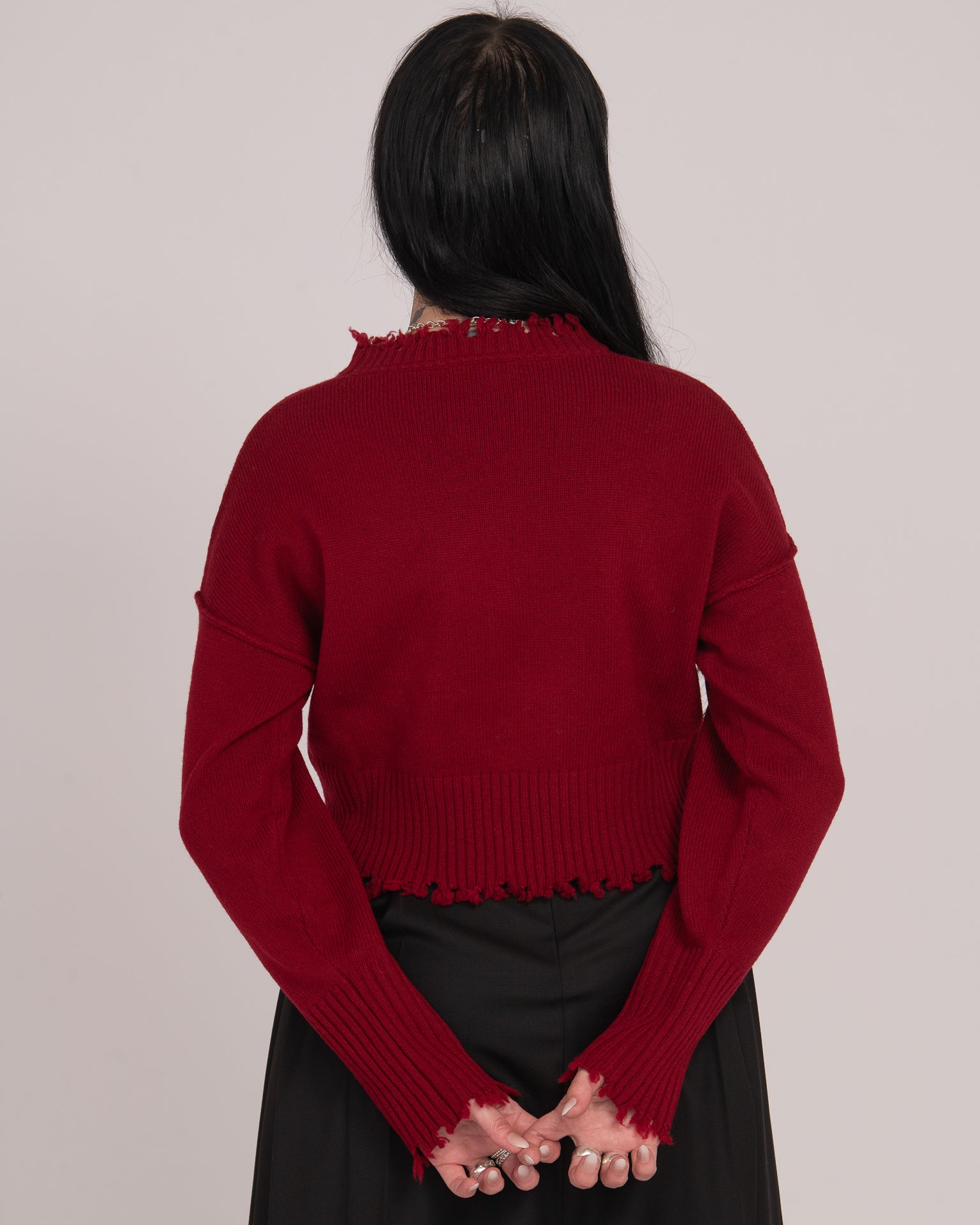 The Fractured Cropped Knit - Merlot