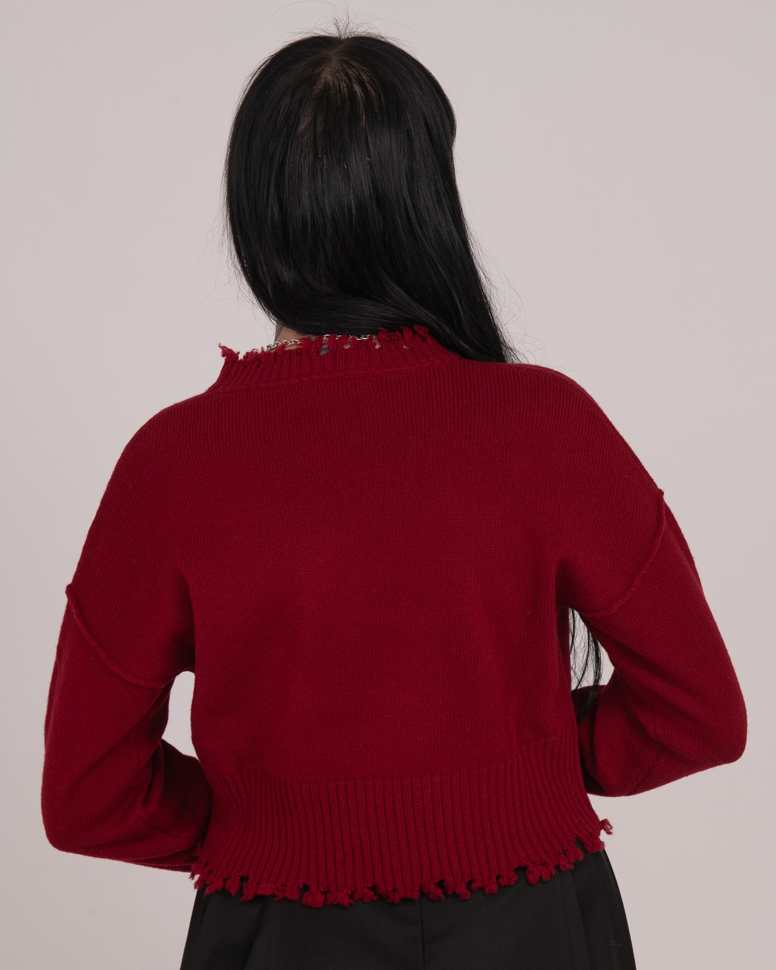 The Fractured Cropped Knit - Merlot