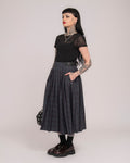 Wool Tartan Long Pleated Skirt - Forest